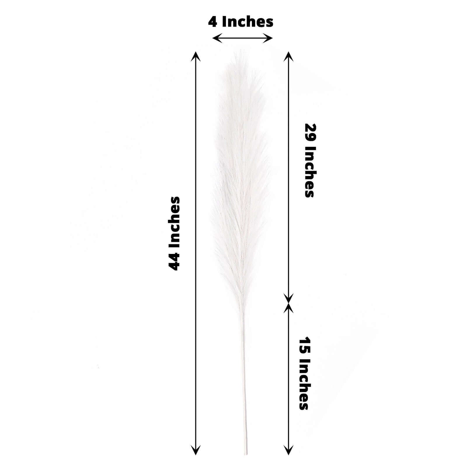 3 Stems White Artificial Pampas Grass Plant Sprays, Faux Branches Vase Flower Arrangement 44