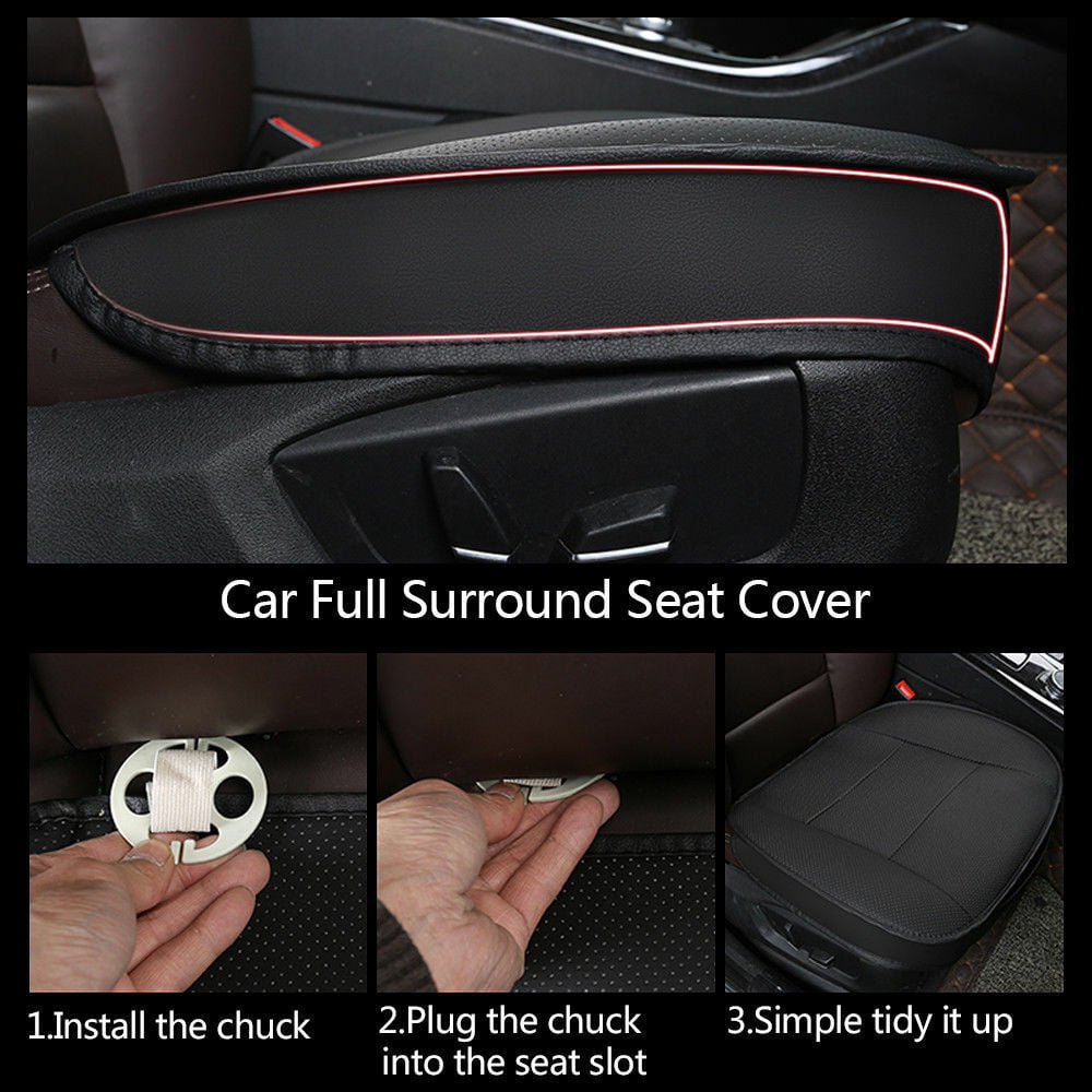 PU Leather Car Front Cover Cushion Seat Protector Half Full Surround Universal， Black， Full Surround