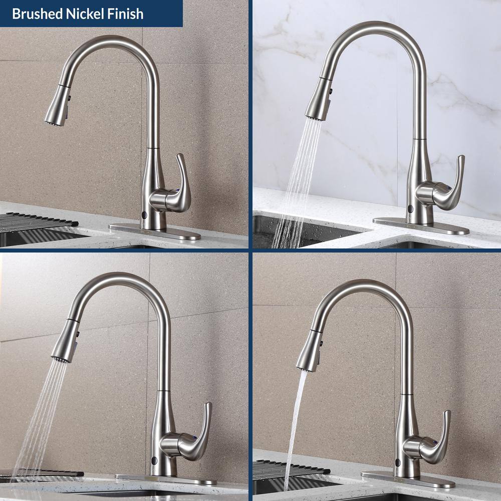 FLOW Motion Activated Single-Handle Pull-Down Sprayer Kitchen Faucet in Brushed Nickel UB7000BN