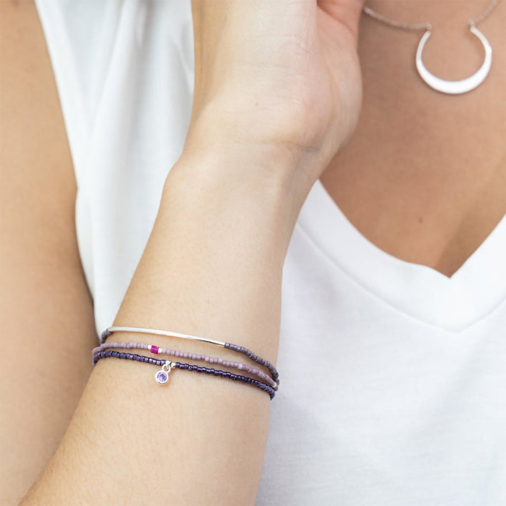 Scout Curated Wears  Tonal Chromacolor Miyuki Bracelet Trio - Purple/Silver