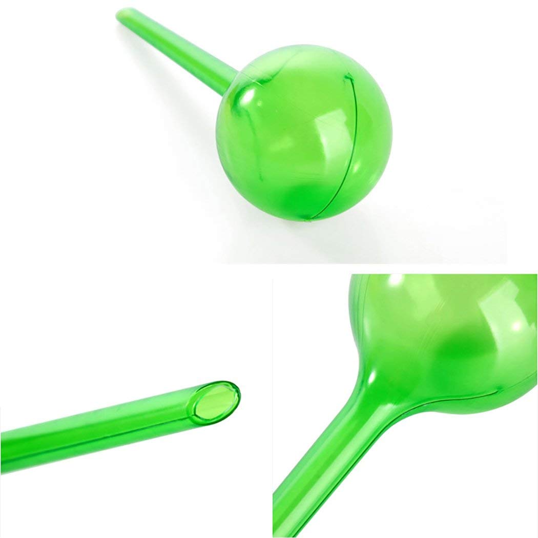 Plant Watering Globes， 5 Piece Self Watering Globes Stakes， Plant Automatic Watering Device Globes Plastic Bulbs (Green)(L)