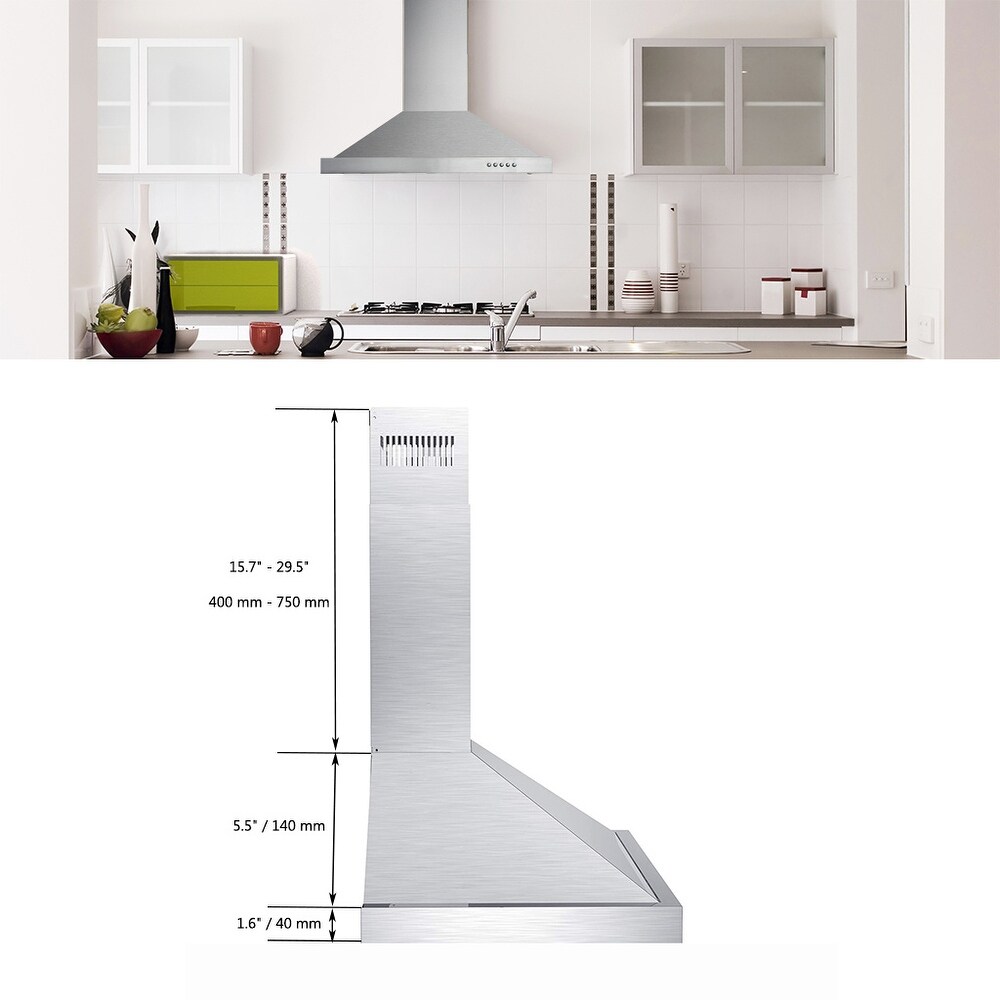 30 inch Wall Mounted Kitchen Range Hood Stainless Steel 450 CFM Vent LED Lamp 3 Speed New