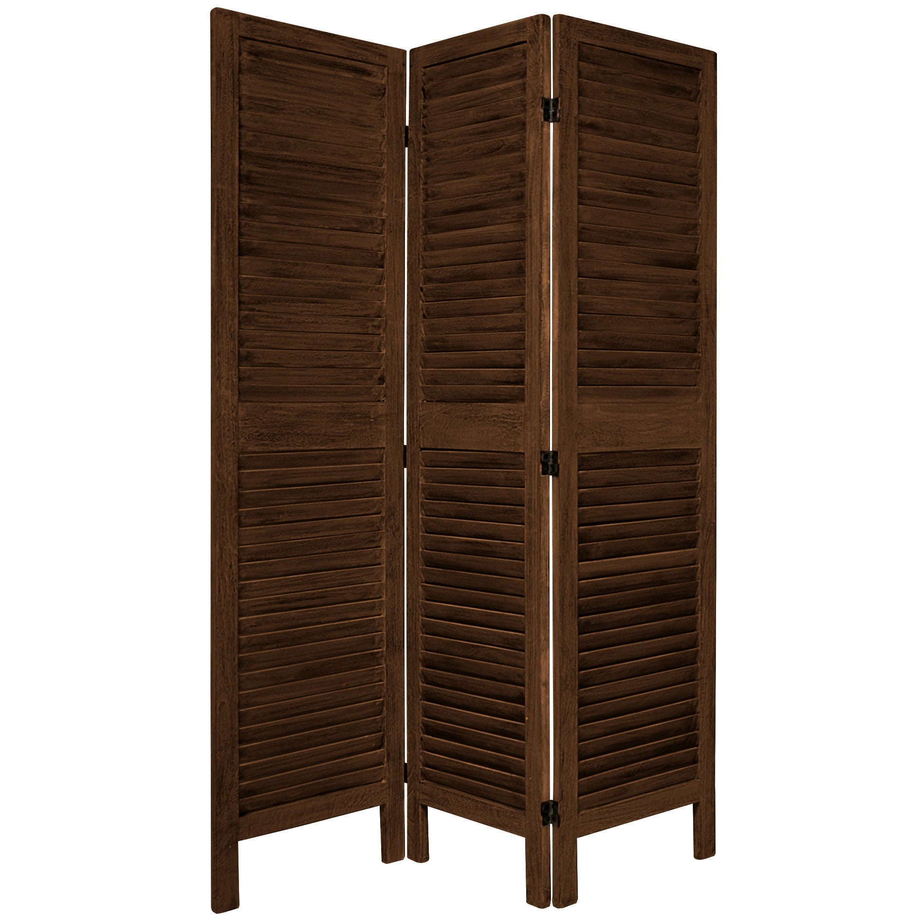 Oriental Furniture 5 1/2 ft. Tall Classic Venetian Room Divider, European style, burnt brown color, 3 panel, living room, bedroom