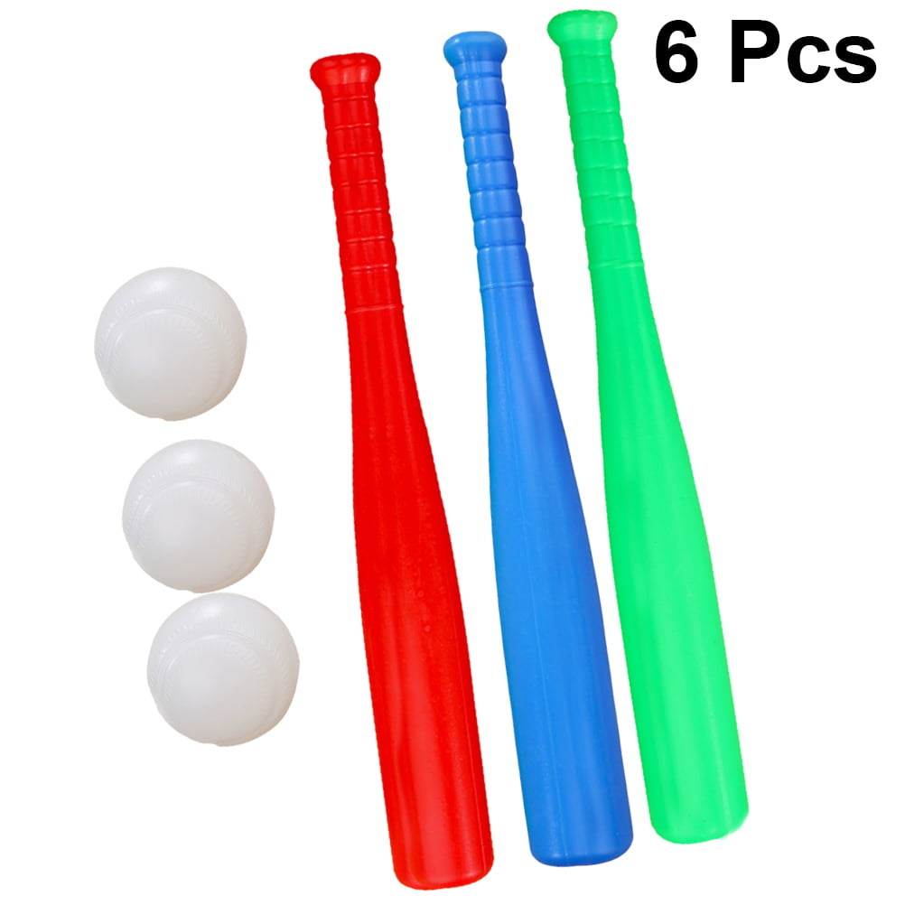 6pcs Kids Baseball Set Kids Outdoor Baseball Toys Practice Batting Skill Ball for Children Toddlers (3pcs Baseball Bat + 3pcs Ba