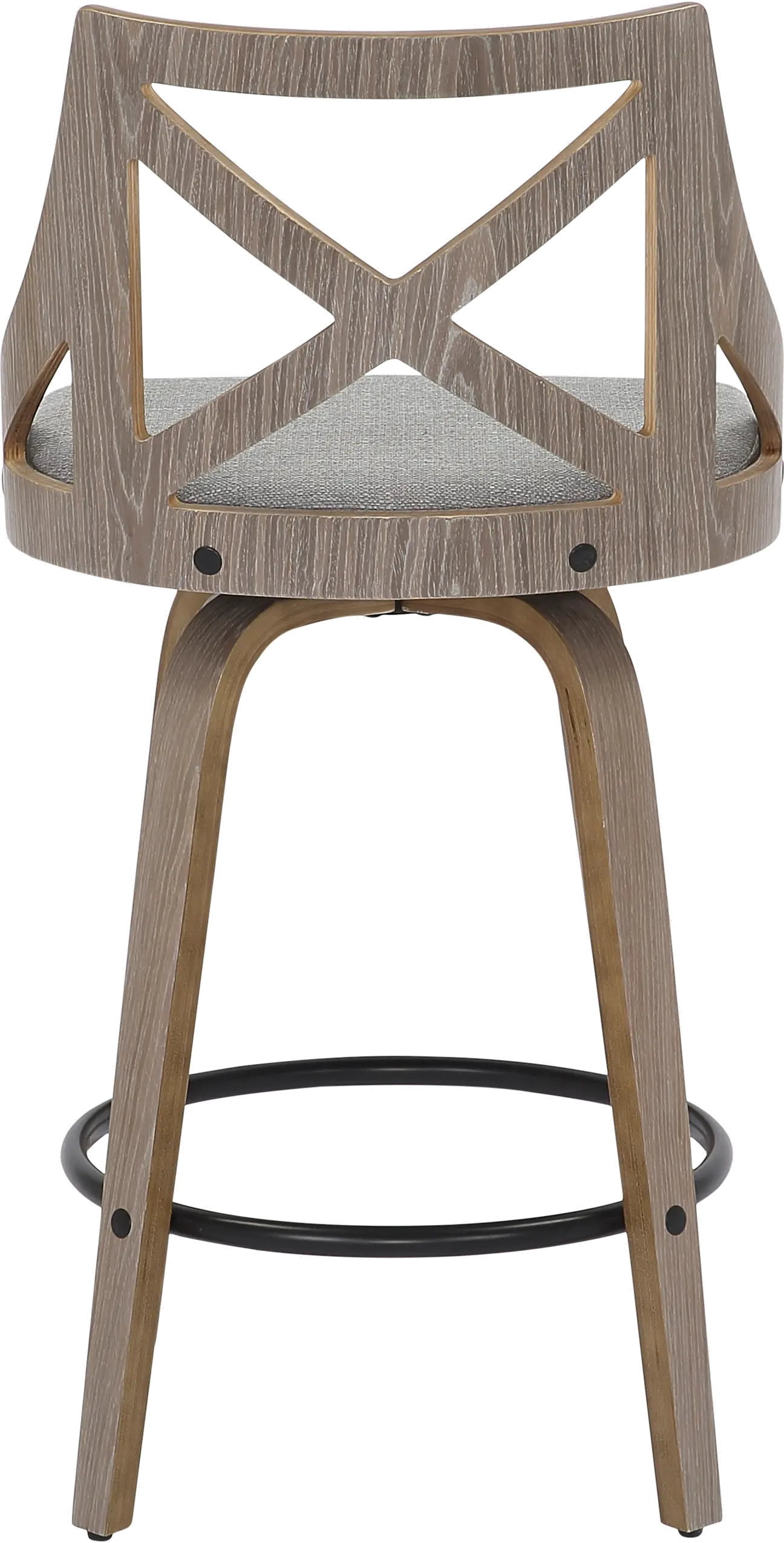 Charlotte Gray and Light Gray Wood Counter Stool， Set of 2