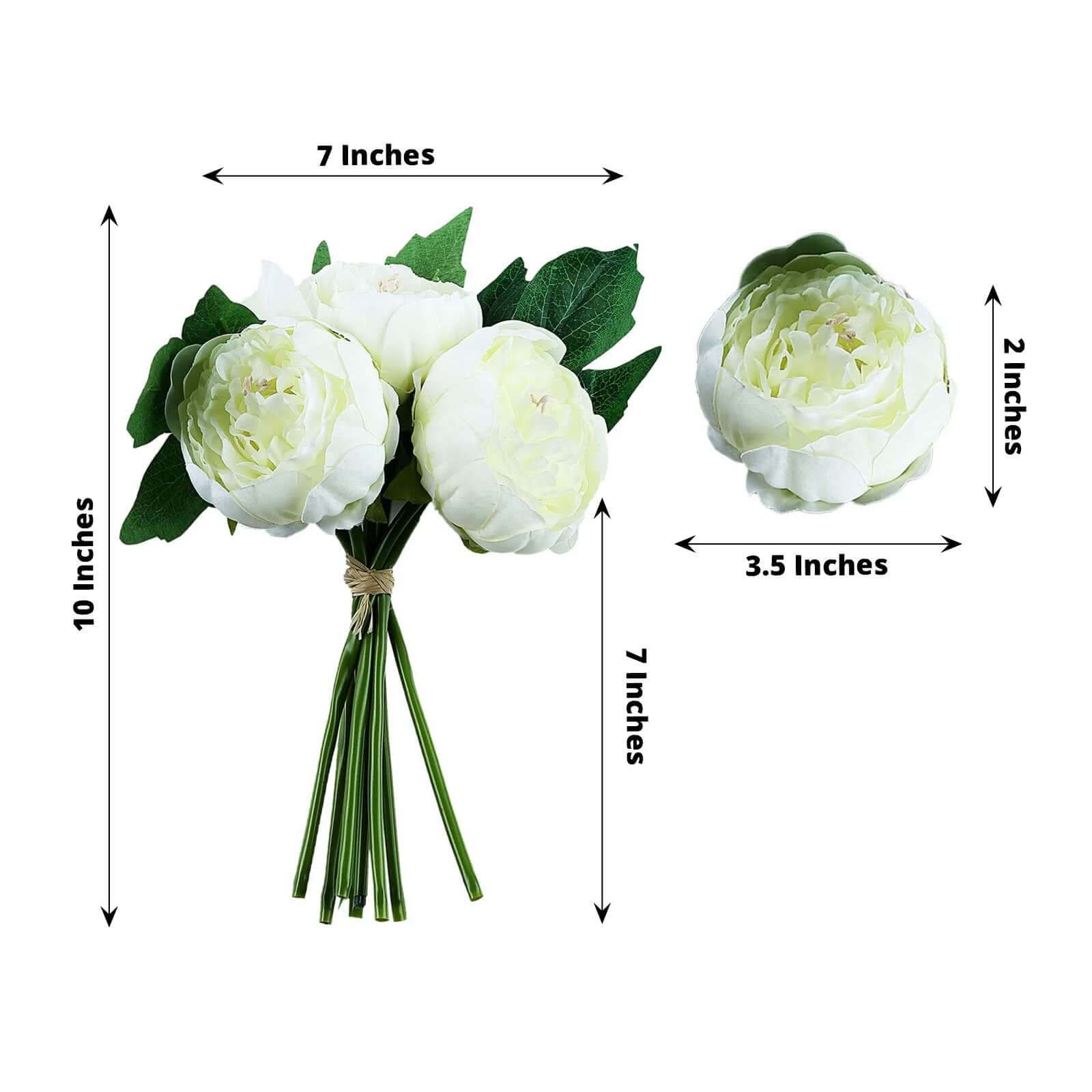 5 Flower Head Cream Peony Bouquet Artificial Silk Peonies Spray