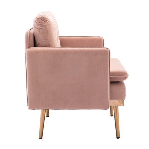 Velvet Upholstered Tufted Accent Chair With Rose Golden feet