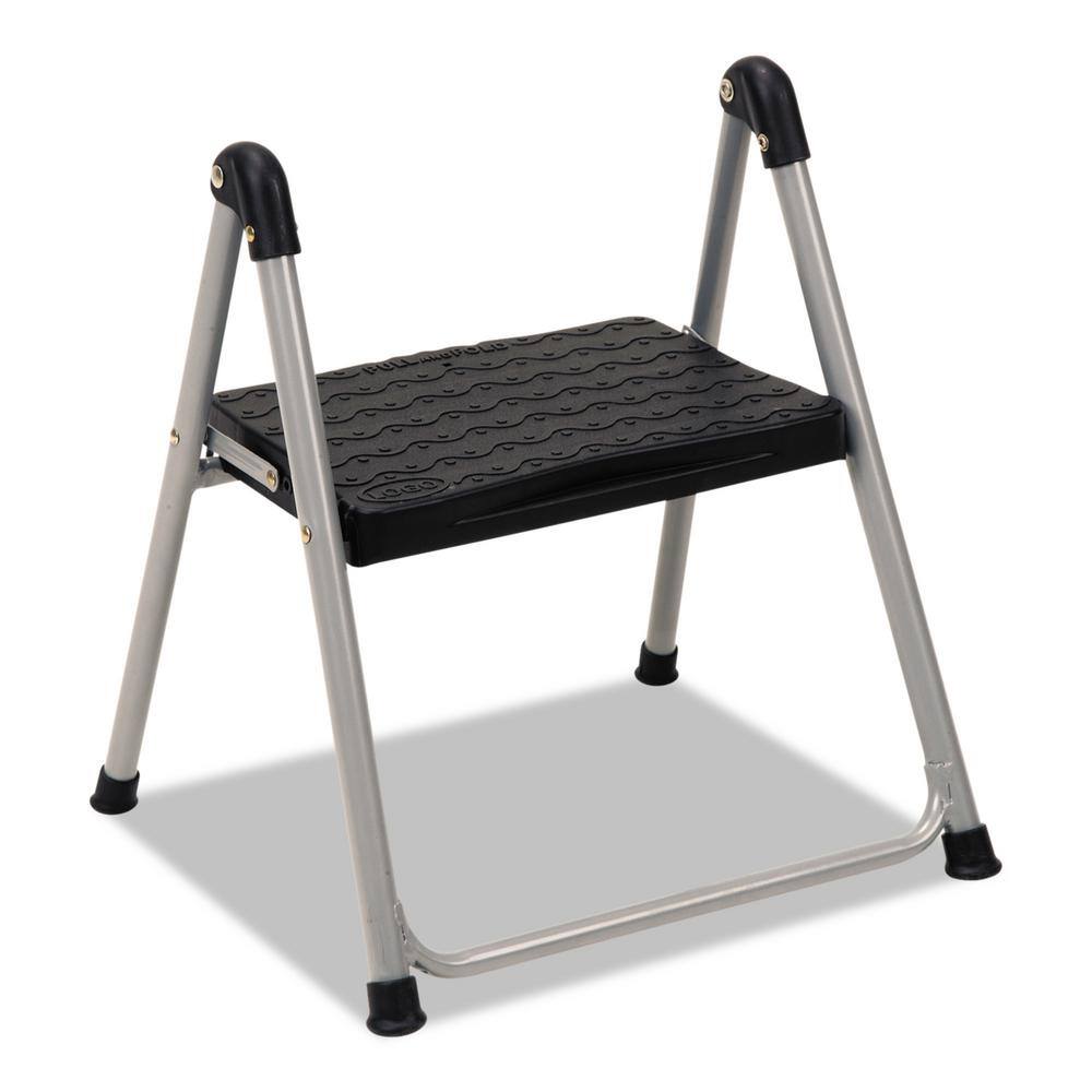 Cosco 1-Step Steel Folding Step Stool 200 lbs. Capacity 9.9 in. Working Height PlatinumBlack CSC11014PBL1E