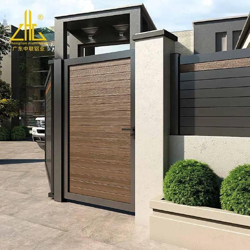 ZHONGLIAN Factory Supply Modern Design Horizontal Wood Grain Aluminum Slat Fence