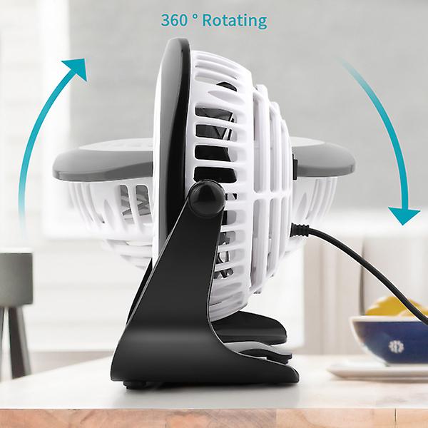 4 Inch Mini Usb Desk Fan Quiet， 2 Speeds， Lower Noise， Usb Powered， 360 Up And Down， 3.8 Ft Cable， Powerful Desktop Fan For Home Office Room 63130