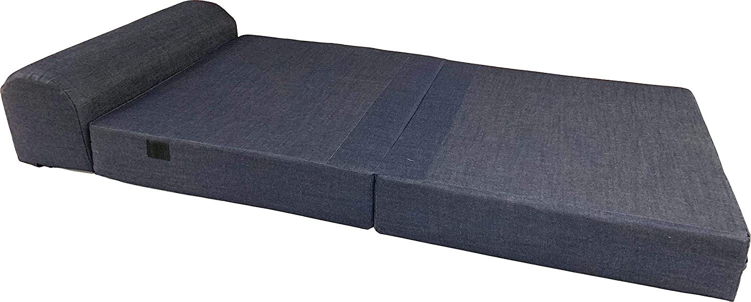 D&D Futon Furniture Denim Sleeper Chair Folding Foam Beds, Foldable Sofa Couches, 6 x 32 x 70, Foam Density 1.8