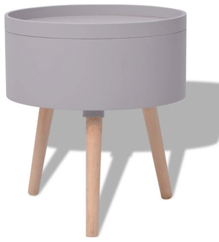 vidaXL Side Table with Serving Tray Sofa End Coffee Table Furniture Round Gray   Midcentury   Side Tables And End Tables   by vidaXL LLC  Houzz