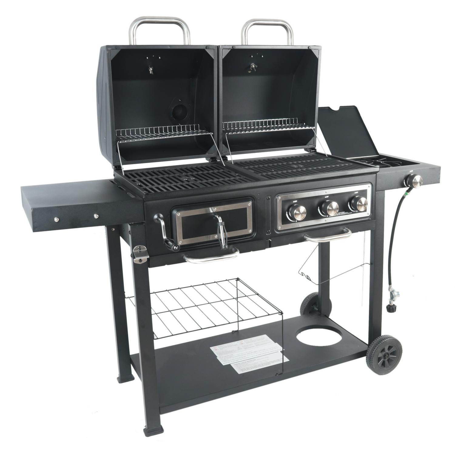 RevoAce Dual Fuel Gas and Charcoal Combo Grill Black with Stainless  Crowdfused