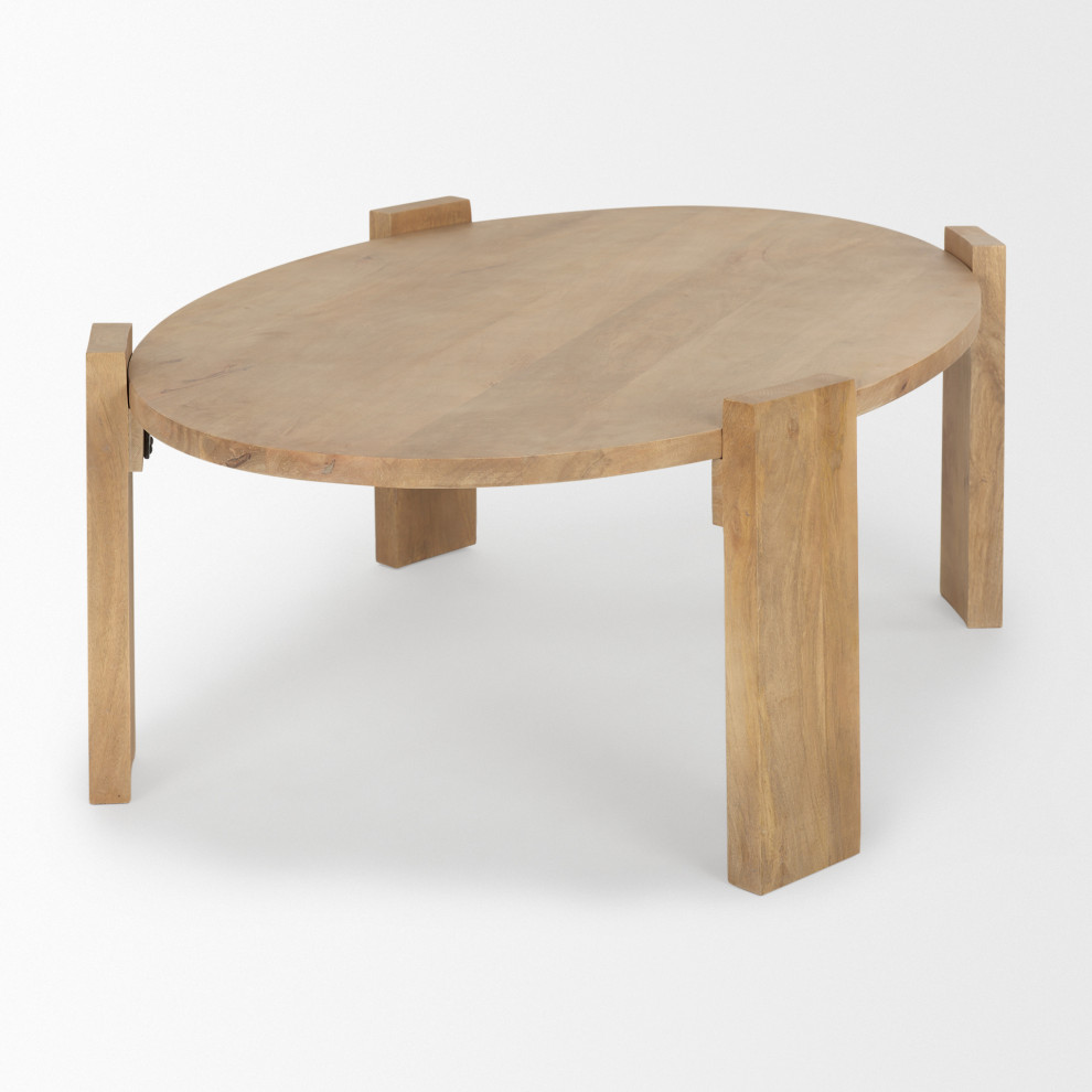 Evelyn Light Brown Solid Wood Oval Coffee Table   Modern   Coffee Tables   by Mercana  Houzz