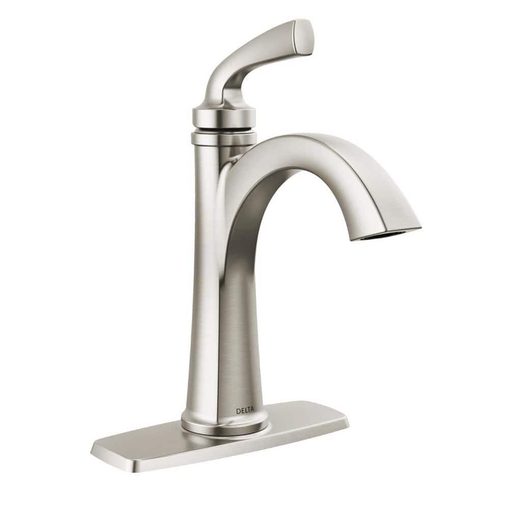 Delta Geist 4 in Centerset 1Handle Bathroom Faucet in Spotshield Brushed Nickel