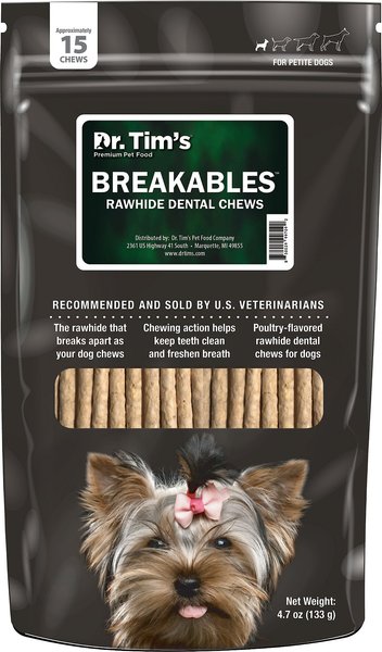 Dr. Tim's Breakables X-Small Dog Dental Chews， 15 count