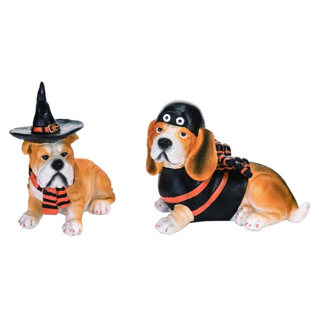 Transpac Resin 7 In Multicolored Halloween Dog Set Of 2