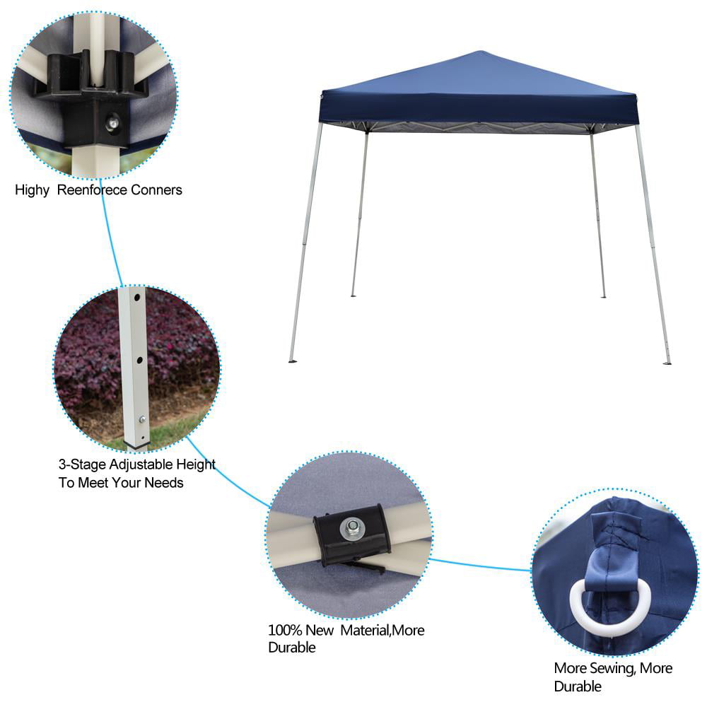 Ktaxon  Pop Up Tent  10' x 10' Gazebo Backyard Canopy Sun Shade Blue