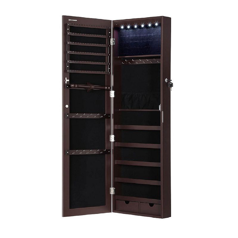 Wall-mounted Jewelry Armoire Cabinet with 6 LEDs