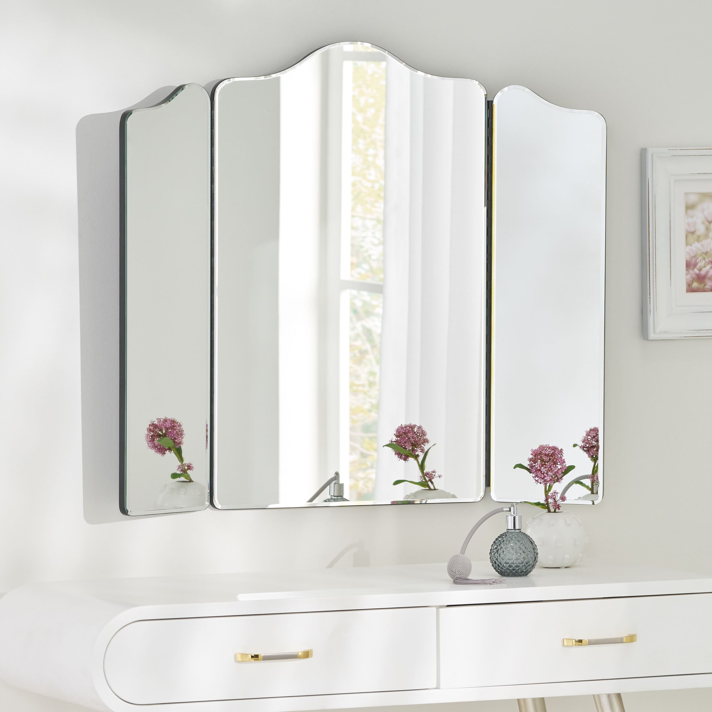 Terry Modern Glam Foldable 3-Panel Vanity Mirror