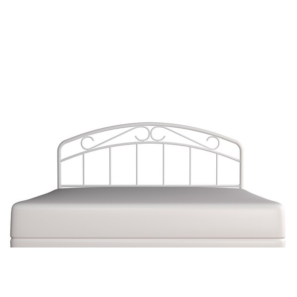 Porch and Den Neugebauer White Metal Arched Scroll Design Headboard - - 30417179