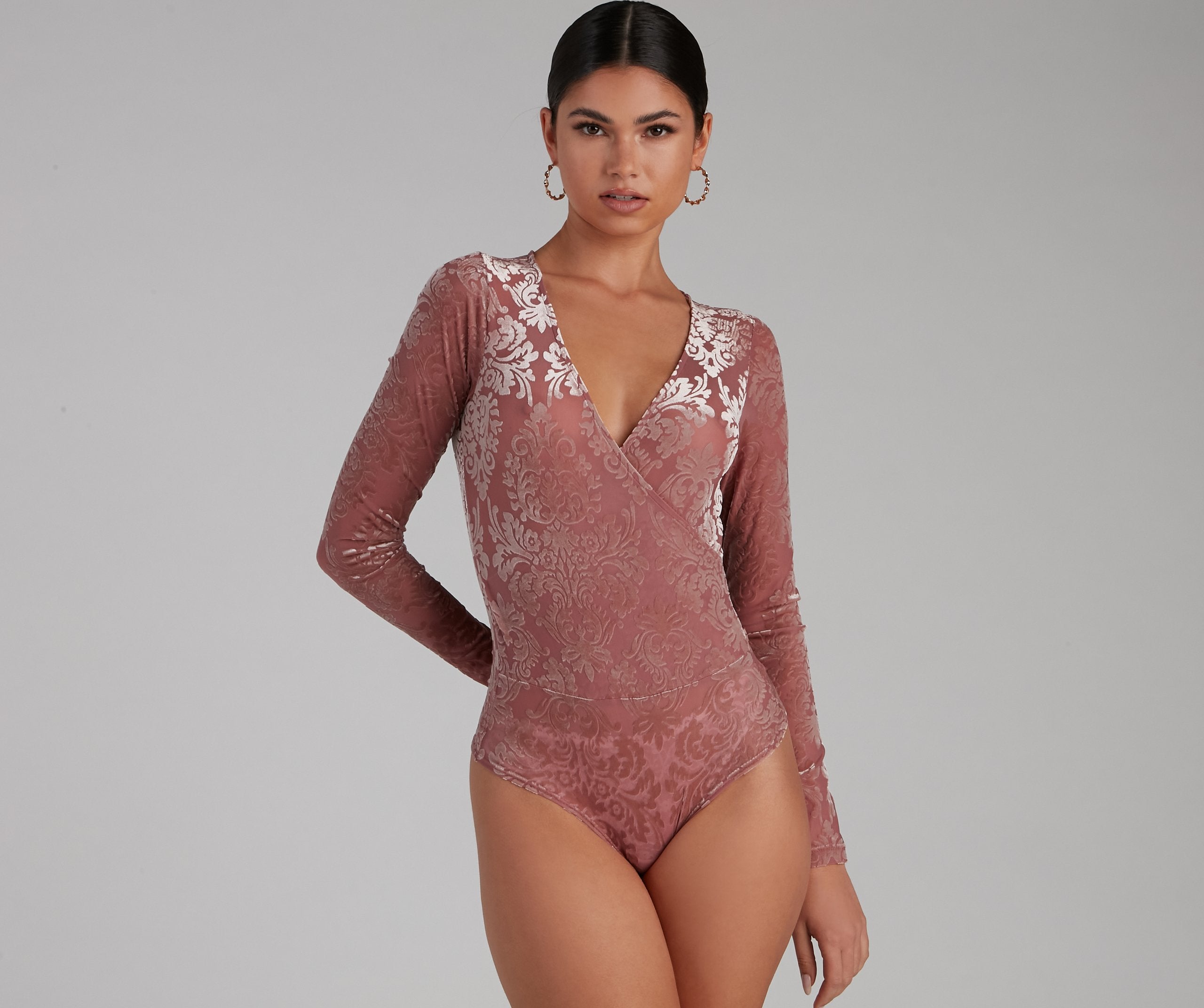 Lookin' Luxe Flocked Velvet Bodysuit