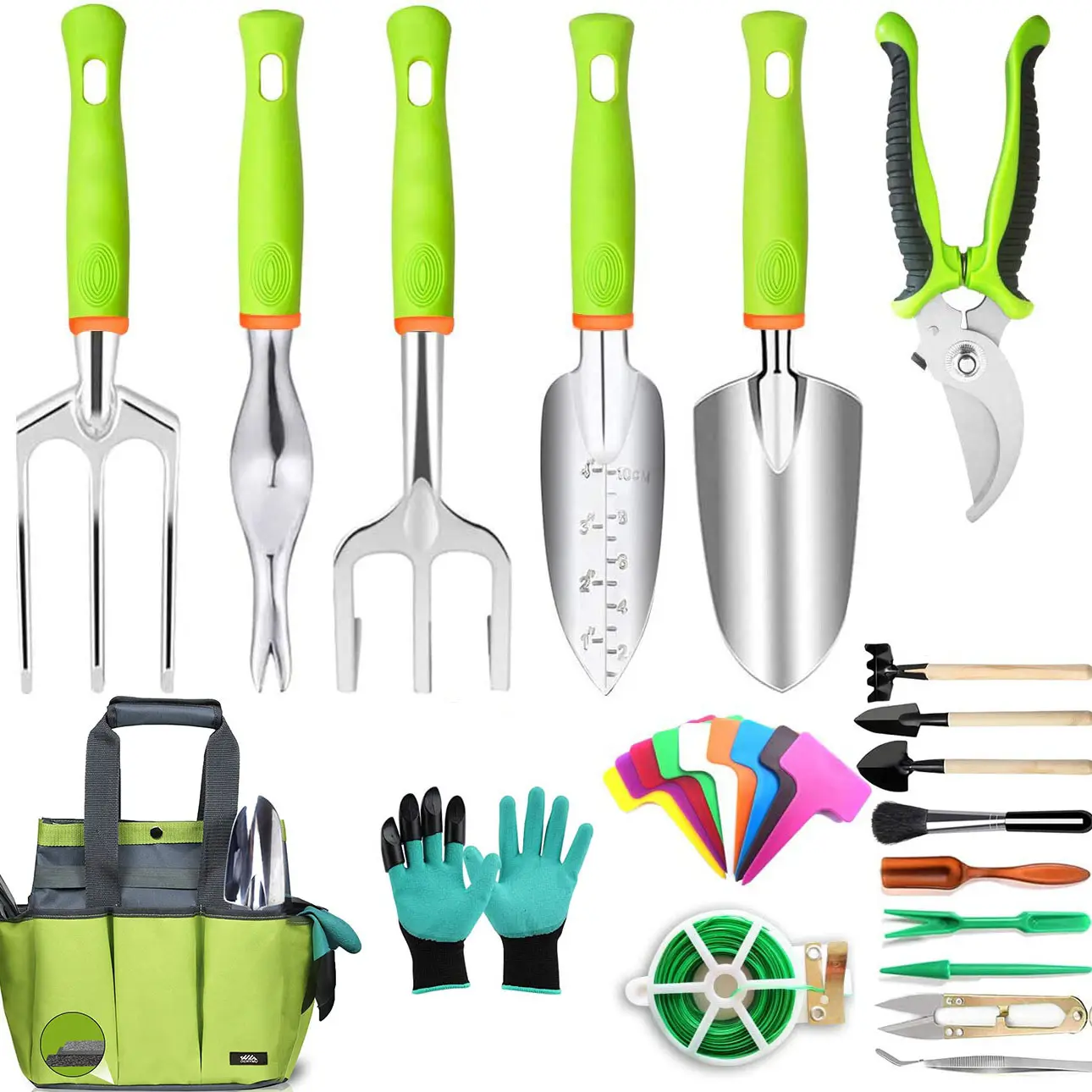 12PCS Garden Tools Kit Set Wholesales Aluminum oy Agricultural Gardening Hand Tools Bag Weeder Rake Shovel Trowel and More