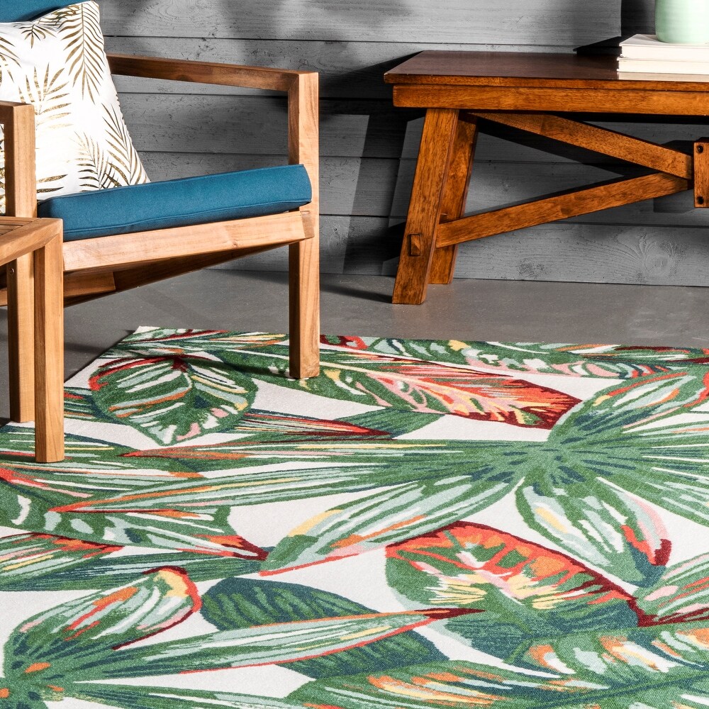 Brooklyn Rug Co Multi Indoor/Outdoor Contemporary Tropical Majestic Floral Bloom Area Rug