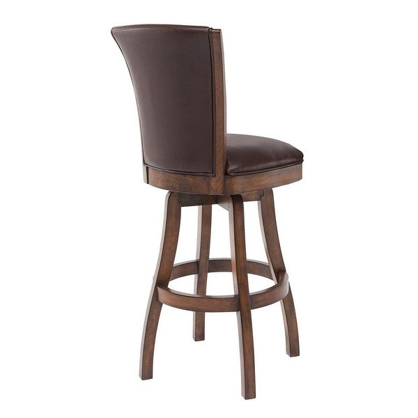 Raleigh 26 Counter Height Swivel Wood Barstool in Chestnut Finish and Kahlua Faux Leather - chestnut?