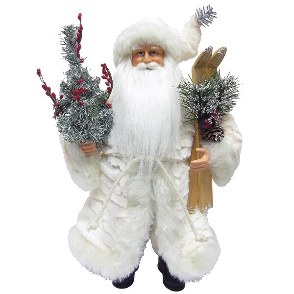 15.5 White Christmas Standing Santa Claus Figurine