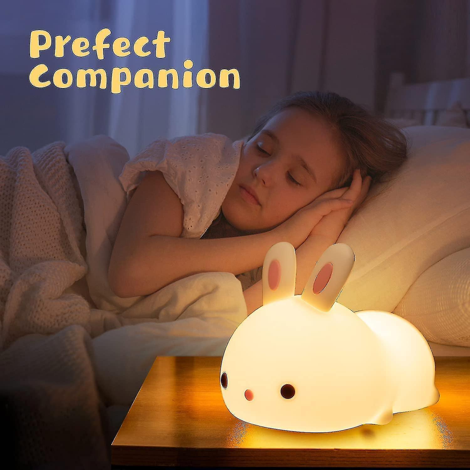 Cute Night Light Kids Lamp， 16 Colour Changing Baby Night Light， Rechargeable Battery Night Light， Bunny Night Lamp