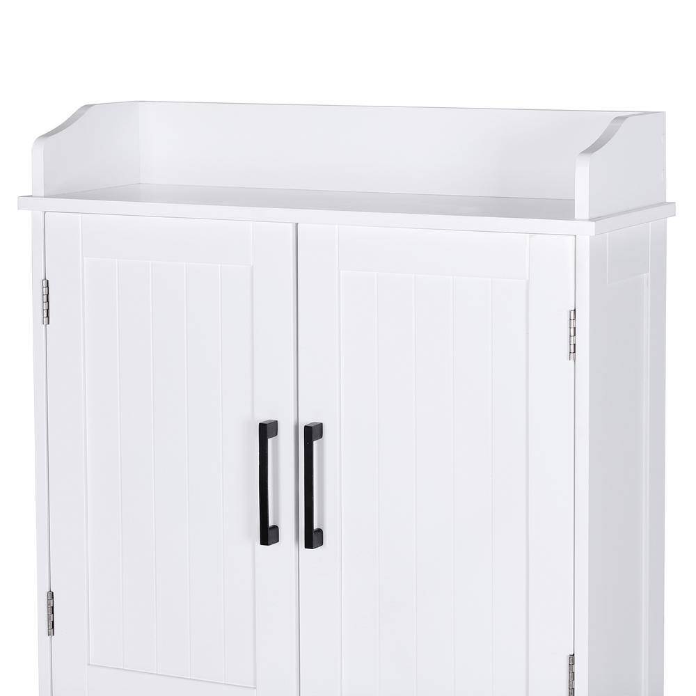 VEIKOUS 22.4 in. W x 67 in. H x 7.4 in. D White Bathroom Over-the-Toilet Storage Cabinet Organizer with Doors and Shelves HP0904-06WH