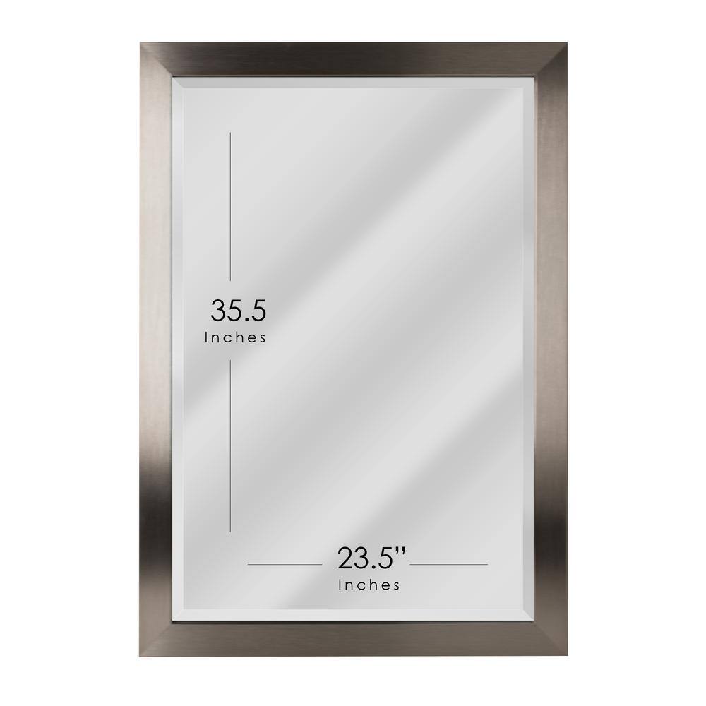 Deco Mirror 28 in. W x 40 in. H Framed Rectangular Beveled Edge Bathroom Vanity Mirror in Brush Nickel 6200