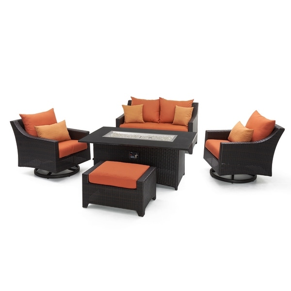 Deco 5 Piece Sunbrella Outdoor Patio Love and Motion Club Fire Set