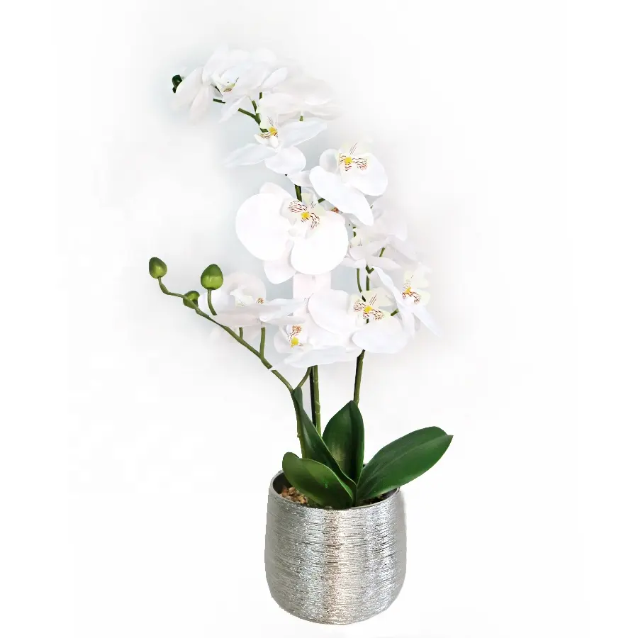 Supplies simulation pink color orchid plant with pot wholesale