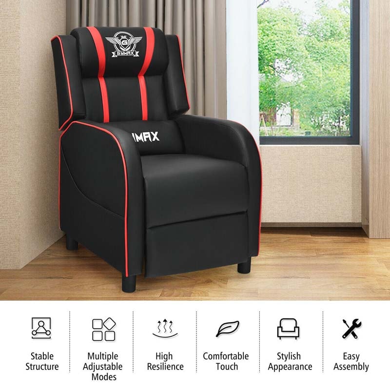 Massage Gaming Recliner Chair with Footrest, Racing Style Gaming Sofa, Lounge Sofa, PU Leather Single Sofa, Home Theater Seat