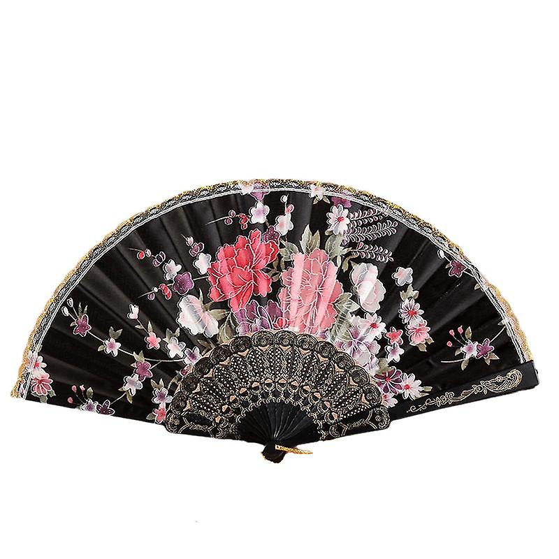 8pcs Floral Folding Hand Fan Vintage Handheld Lace Folding Fan With Different Flower Patterns Fabric Folding Fan For Wedding Dancing Party