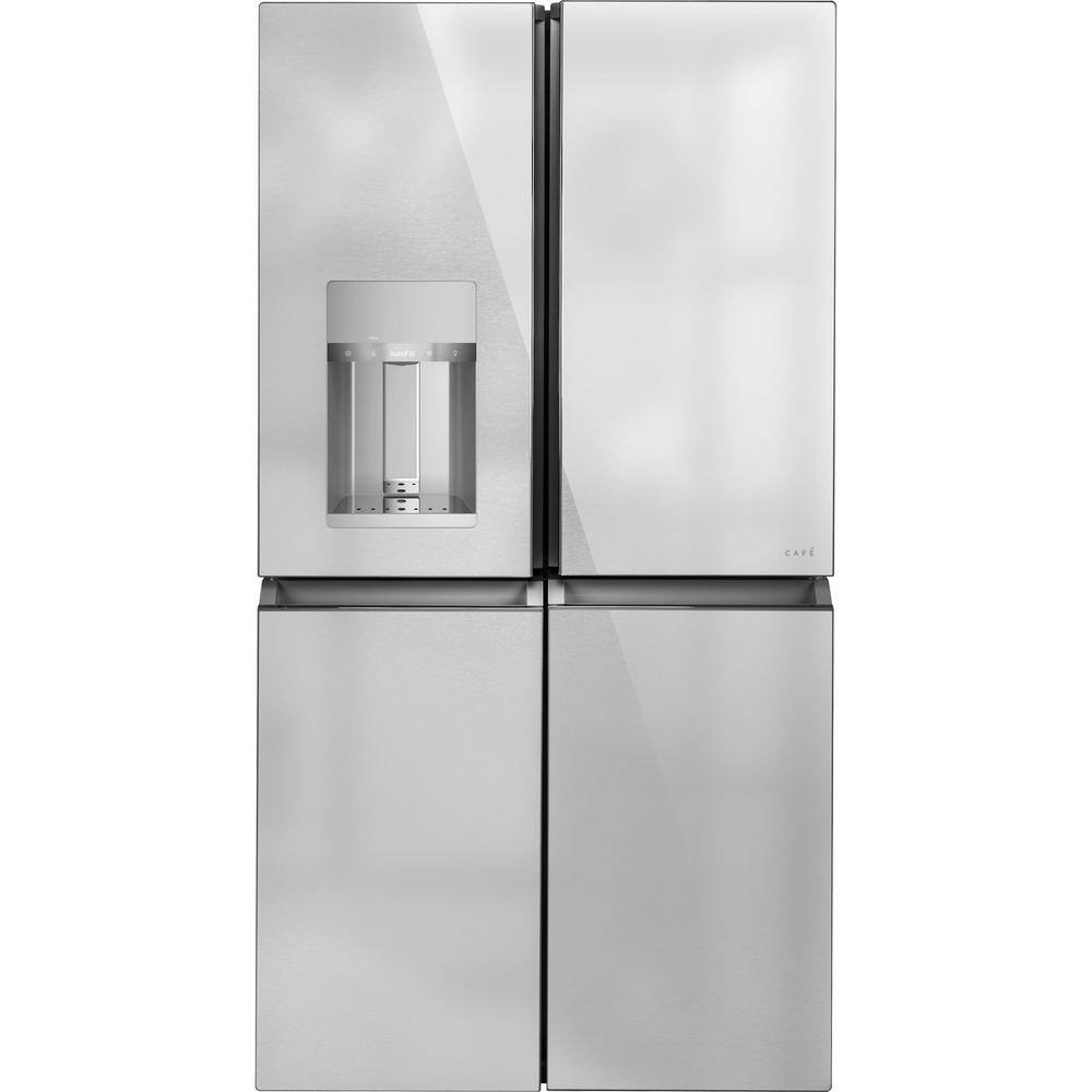 Cafe 27.4 cu. ft. Smart 4-Door Quad French Door Refrigerator in Platinum Glass ENERGY STAR CQE28DM5NS5