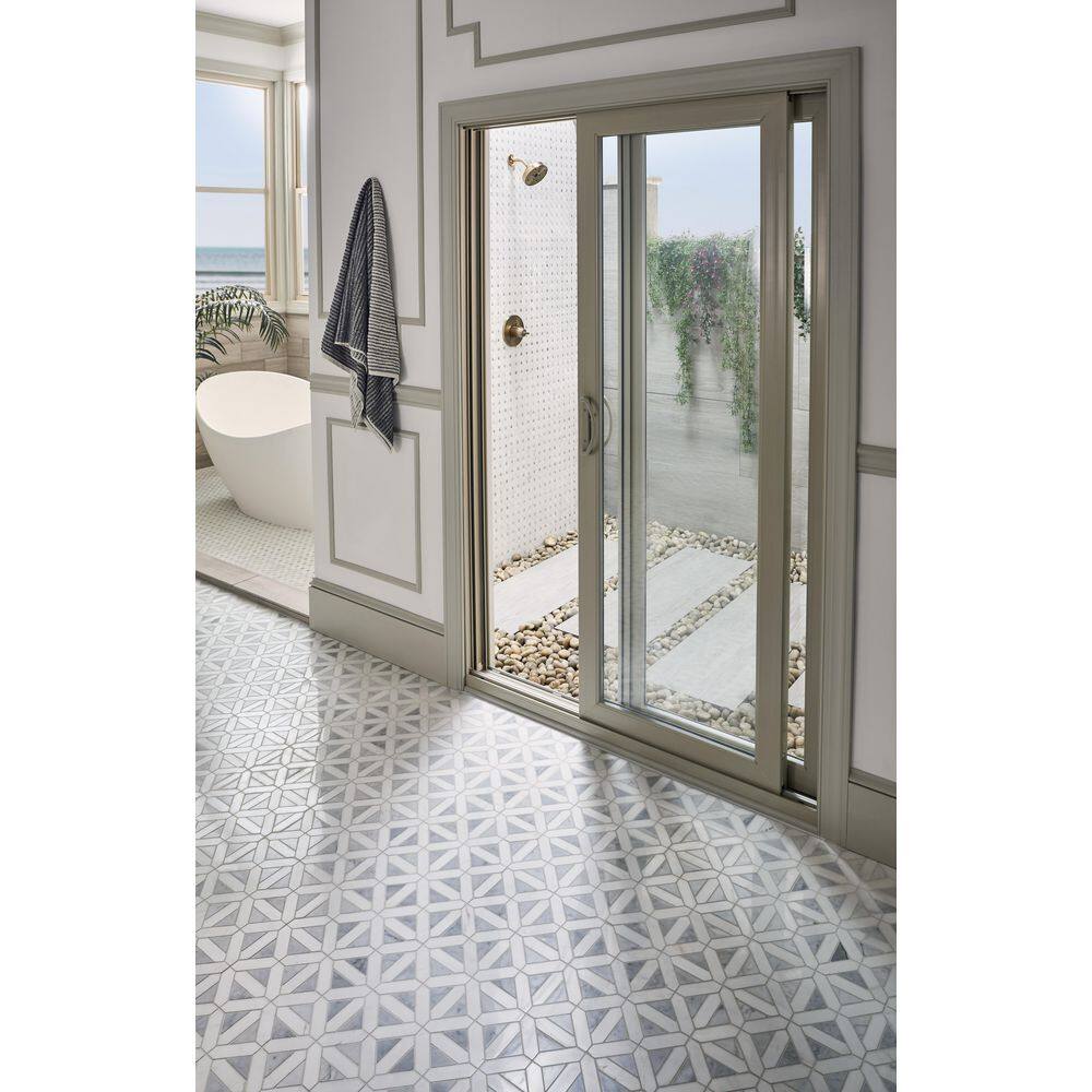 MSI Bianco Dolomite Geometrica 12 in. x 12 in. x 10 mm Polished Marble Mosaic Tile (10 sq. ft.  case) BIANDOL-GEOP