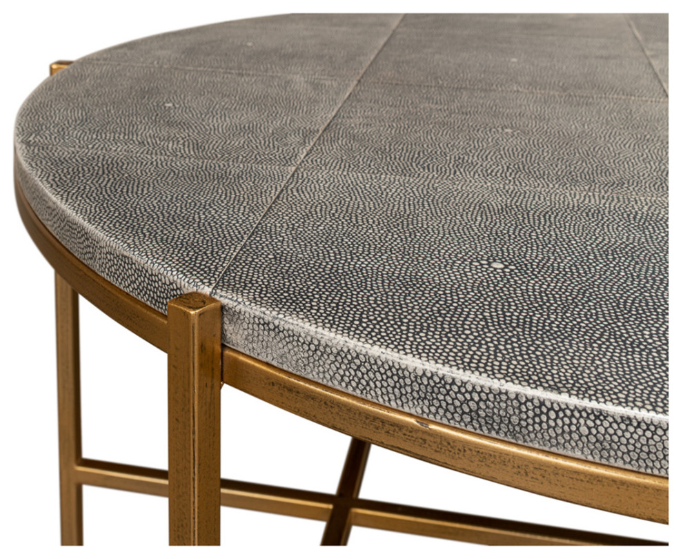 Mid Century Round Leather Cocktail Table   Contemporary   Coffee Tables   by English Georgian America  Houzz