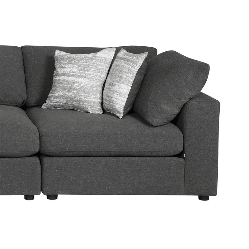 Coaster Serene 4-Piece Fabric Upholstered Sectional with Ottoman in Charcoal