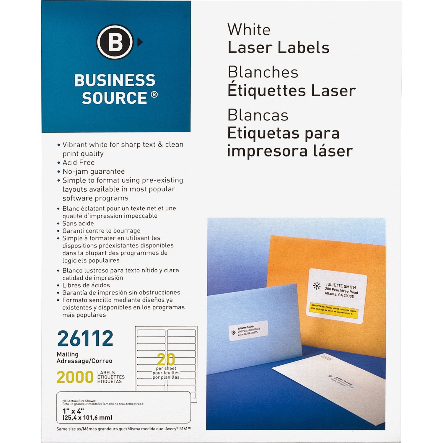 Bright White Premium-quality Address Labels by Business Source BSN26112