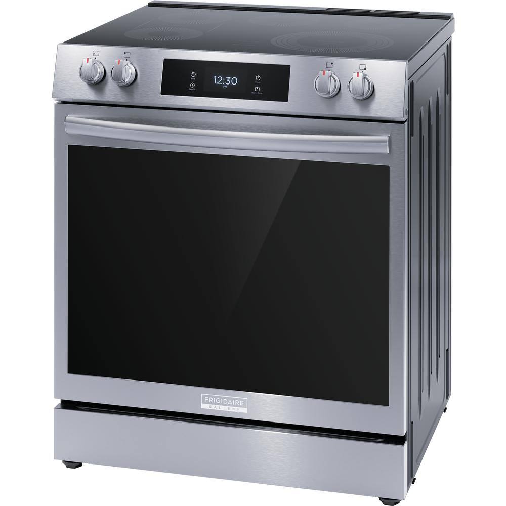 FRIGIDAIRE GALLERY 30 in. 6.2 cu. ft. 5 Element Slide-In Electric Range with Total Convection and Air Fry in Smudge Proof Stainless Steel GCFE3060BF