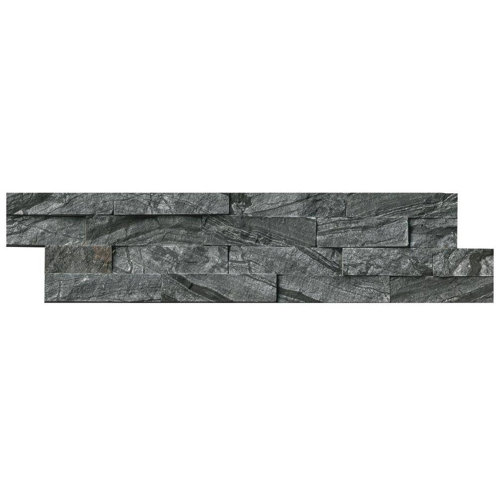 MSI Glacial Black Ledger Panel 6 in. x 24 in. Natural Marble Wall Tile (6 sq. ft.Case) LPNLMGLABLK624