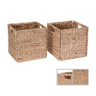 Villacera 12 in. H x 12 in. W x 12 in. D Tan Wicker Cube Storage Bin 2-Pack HWD020147