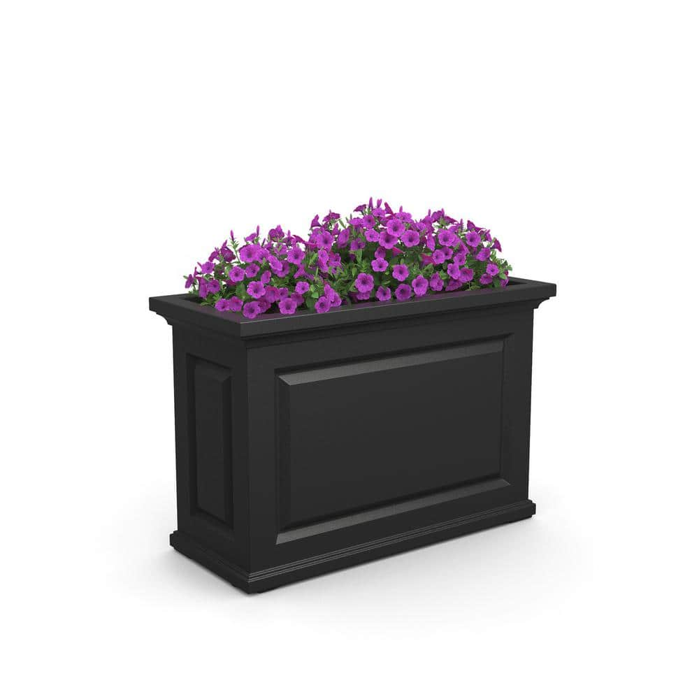 Mayne Nantucket 36 in. Self-Watering Black Polyethylene Trough 4847-B