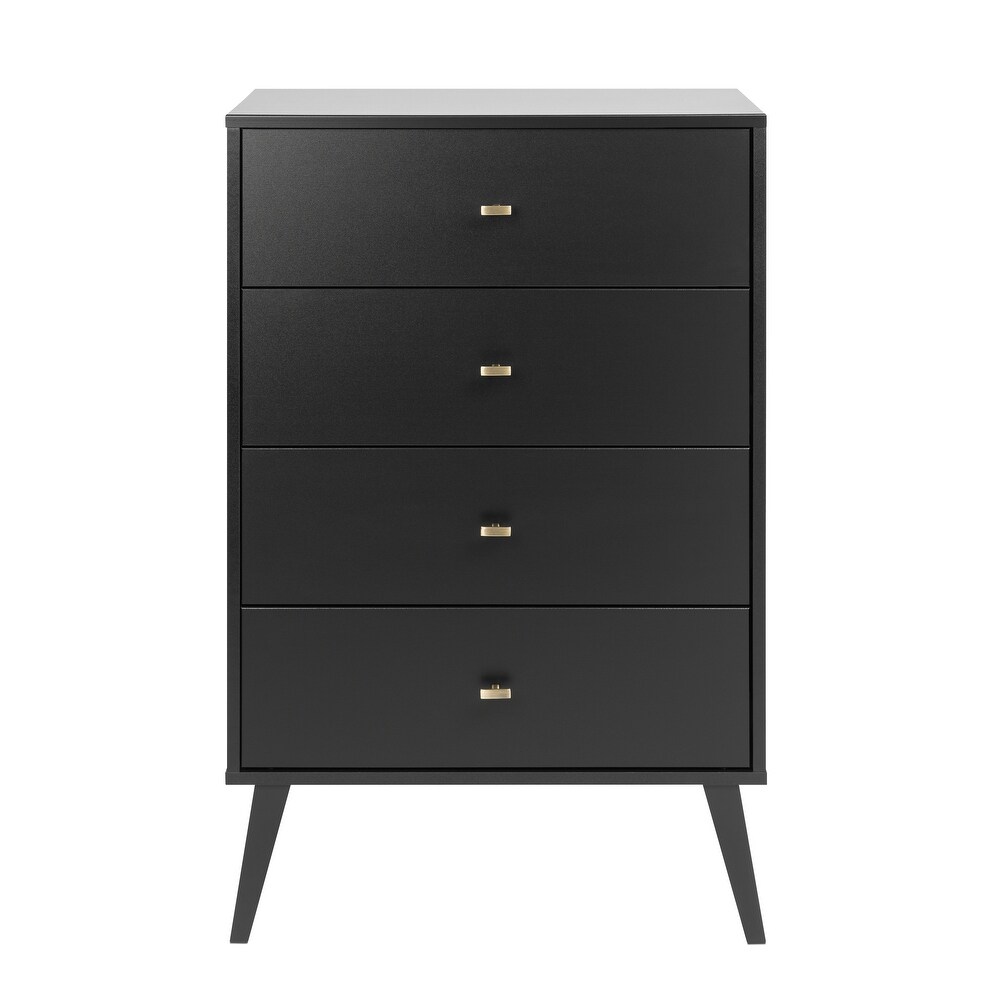 Prepac Milo Mid Century Modern 4 Drawer Chest of Drawers  Contemporary Bedroom Furniture  Small Dresser for Bedroom