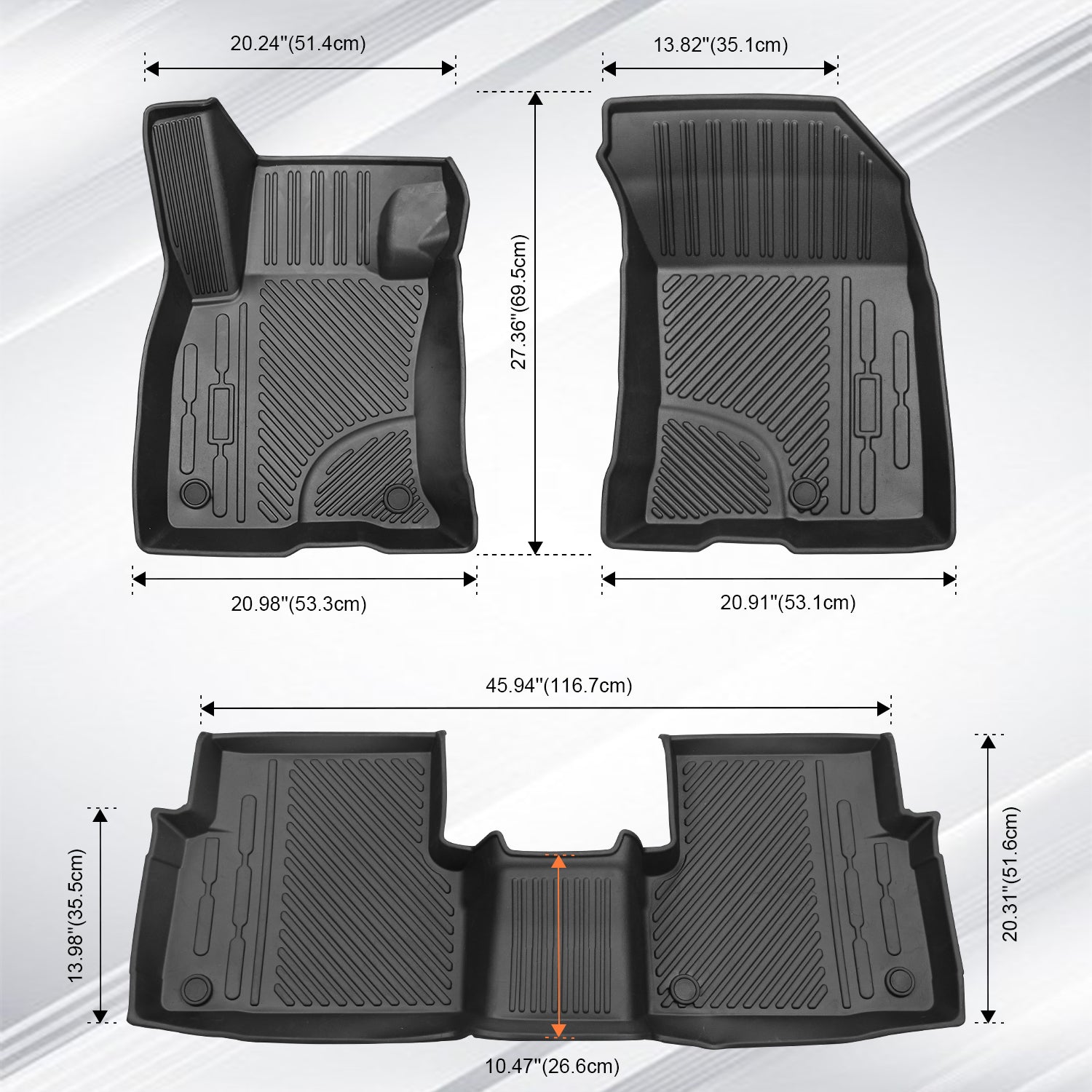 MFC All Weather Floor Mats Set TPE Carpet Liners Compatible with for 2021-2022 Ford Bronco Sport