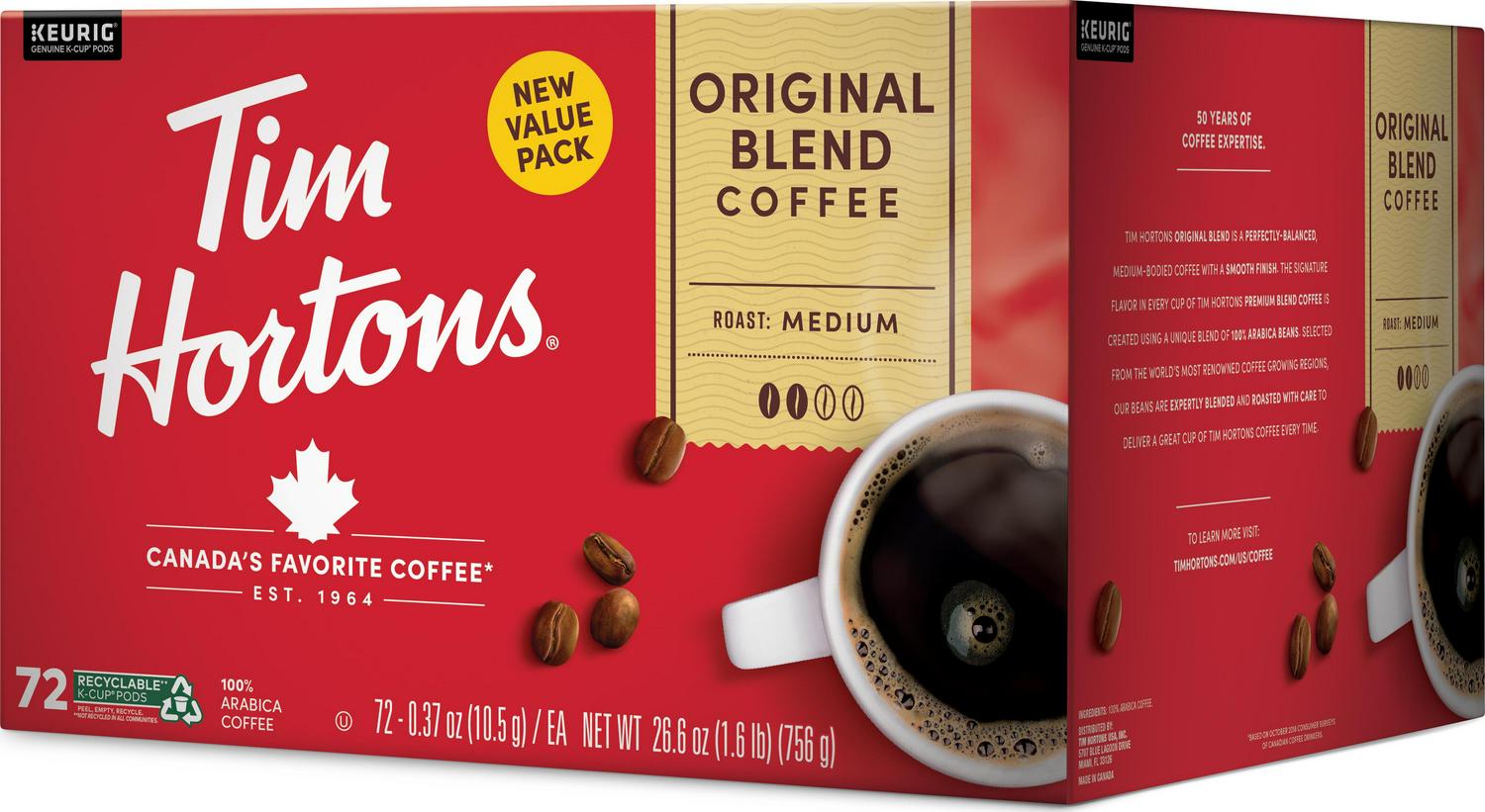 Tim Hortons Original Blend Medium Roast Keurig Coffee Pods 72 Ct  Crowdfused