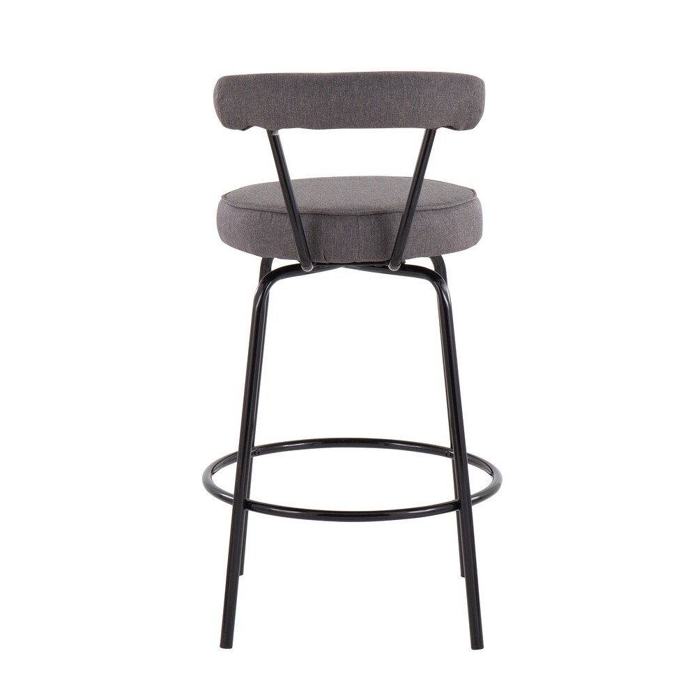 Steel Frame Contemporary Fabric Counter Stool  Set of 2